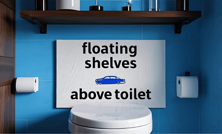 floating shelves above toilet